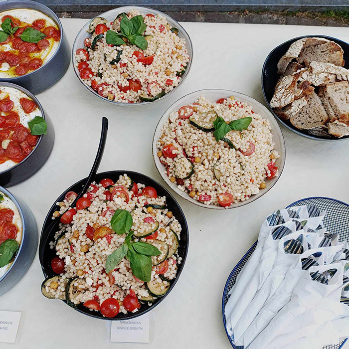 Cateringfoto met seafood presentatie